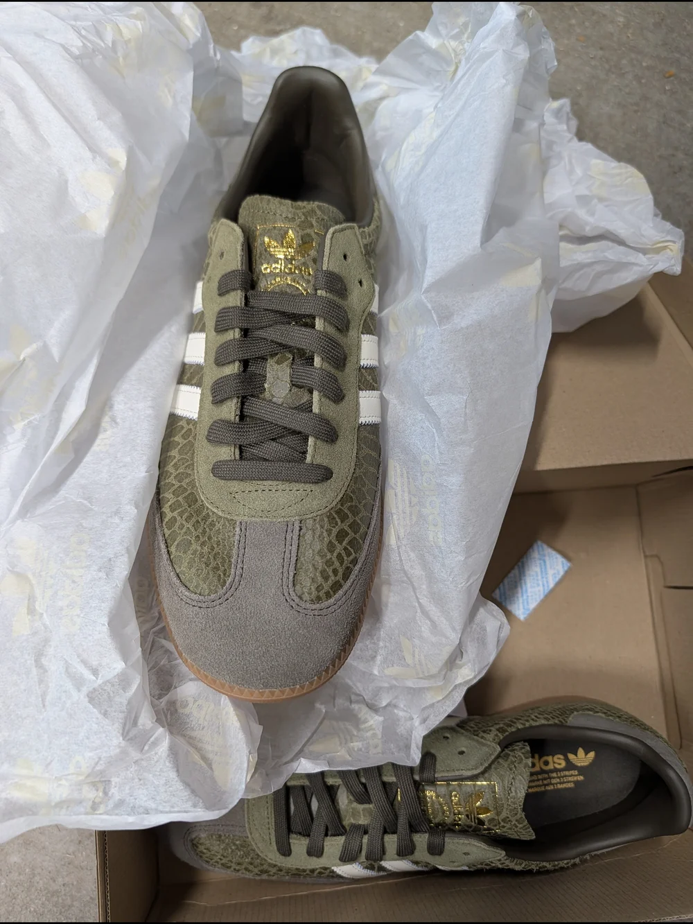 Adidas Samba Olive Green Snakeskin New In Box Gum Sole Sz Men's 12US